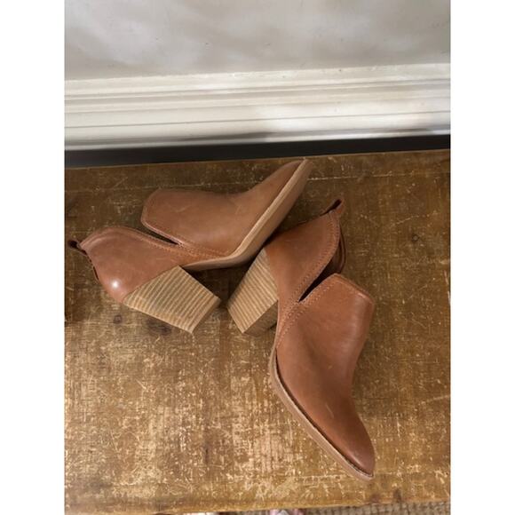 Jeffrey Campbell Rosalee Leather Slip On Boots Stacked Block Heel Booties Sz 8 - Picture 8 of 9